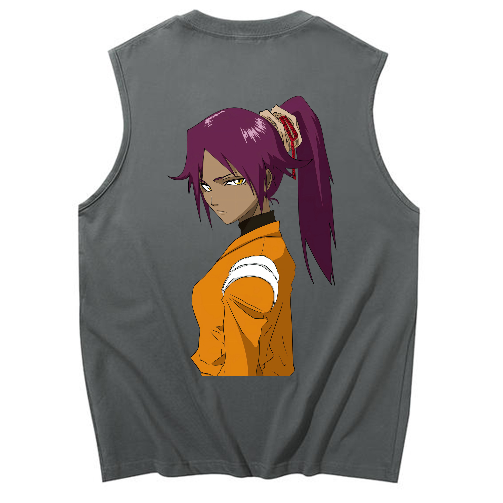 （画像用） ブリーチ 四楓院 夜一（しほういん よるいち） BLEACH Shihouin Yoruichi コットン100％タンクトップ（背面プリント）
